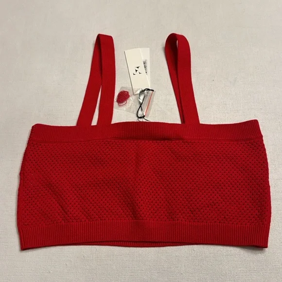 NWT Fleur du mal Red Knit Bra Top